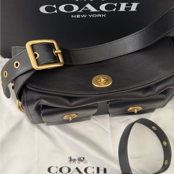 Coach Black Leather Haversack - Picture 4 of 14